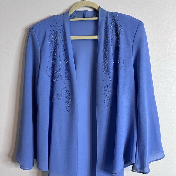 R&M Richards Jackets & Blazers - R&M Richards Blue Cape Jacket with Embellishments 90s